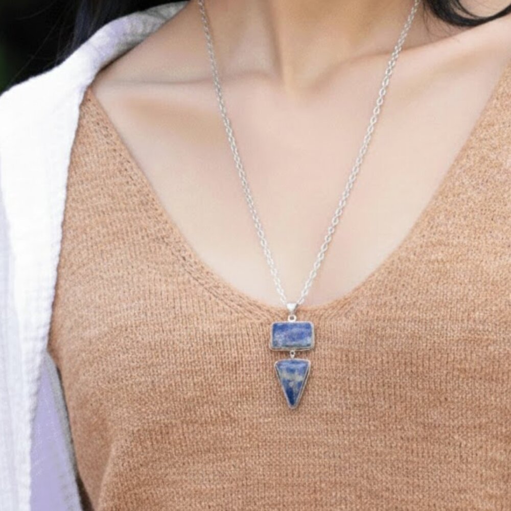 ANJU Kashi Lapis Necklace • Semi-Precious Stone, 30″